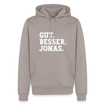 Gut Besser Jonas Lustiger Spruch Name Jonas - Männer Premium Bio Hoodie - Taupe - Vorne - Nico (187cm)
