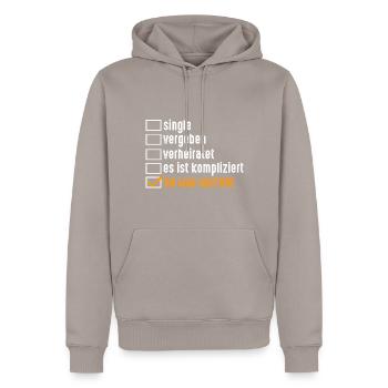 Beziehungsstatus Faultier - Männer Premium Bio Hoodie - Taupe - Vorne - Nico (187cm)