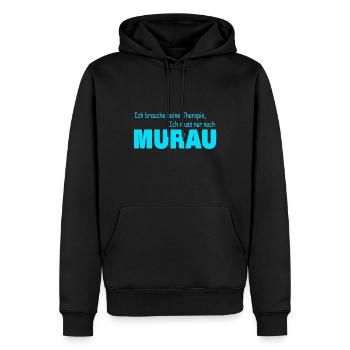 Therapie MURAU - Männer Premium Bio Hoodie - Schwarz - Vorne - Nico (187cm)