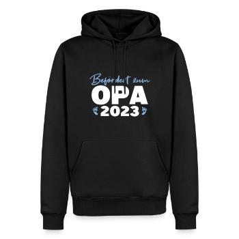 Schwangerschaft Geschenk Werdender Opa 2023 - Männer Premium Bio Hoodie - Schwarz - Vorne - Nico (187cm)