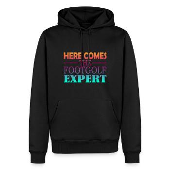 Here Comes The Footgolf Expert - Männer Premium Bio Hoodie - Schwarz - Vorne - Nico (187cm)