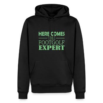 Here Comes The Footgolf Expert - Männer Premium Bio Hoodie - Schwarz - Vorne - Nico (187cm)