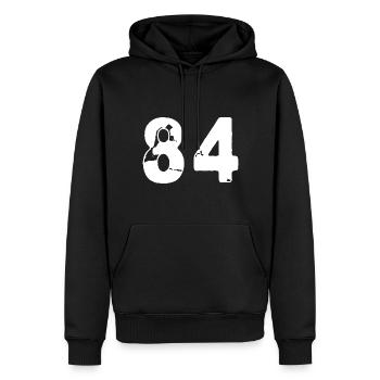 84 Maillot numéro - Sweat à capuche Premium bio Homme - noir - Devant - Nico (187cm)