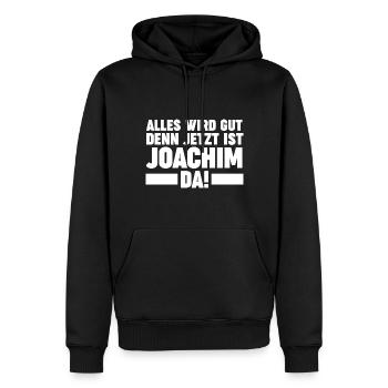 Joachim - Männer Premium Bio Hoodie - Schwarz - Vorne - Nico (187cm)