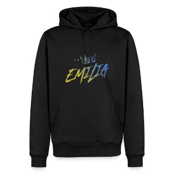 Emilia - Männer Premium Bio Hoodie - Schwarz - Vorne - Nico (187cm)