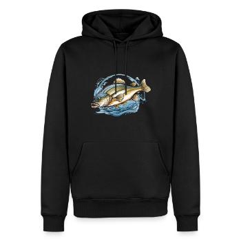Ästhetischer Fischer Fisch Illustration Angel - Männer Premium Bio Hoodie - Schwarz - Vorne - Nico (187cm)