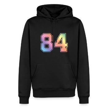 84 Numéro coloré - Sweat à capuche Premium bio Homme - noir - Devant - Nico (187cm)