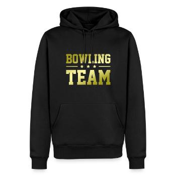 Bowling Team - Männer Premium Bio Hoodie - Schwarz - Vorne - Nico (187cm)