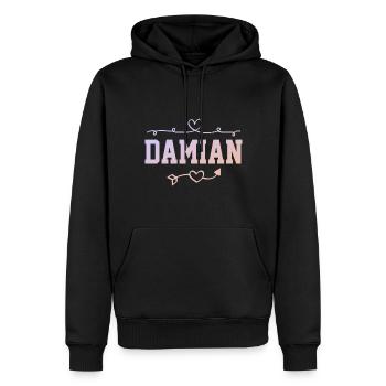 Damian - Männer Premium Bio Hoodie - Schwarz - Vorne - Nico (187cm)