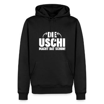 Die Uschi Macht Dat Schon - Männer Premium Bio Hoodie - Schwarz - Vorne - Nico (187cm)
