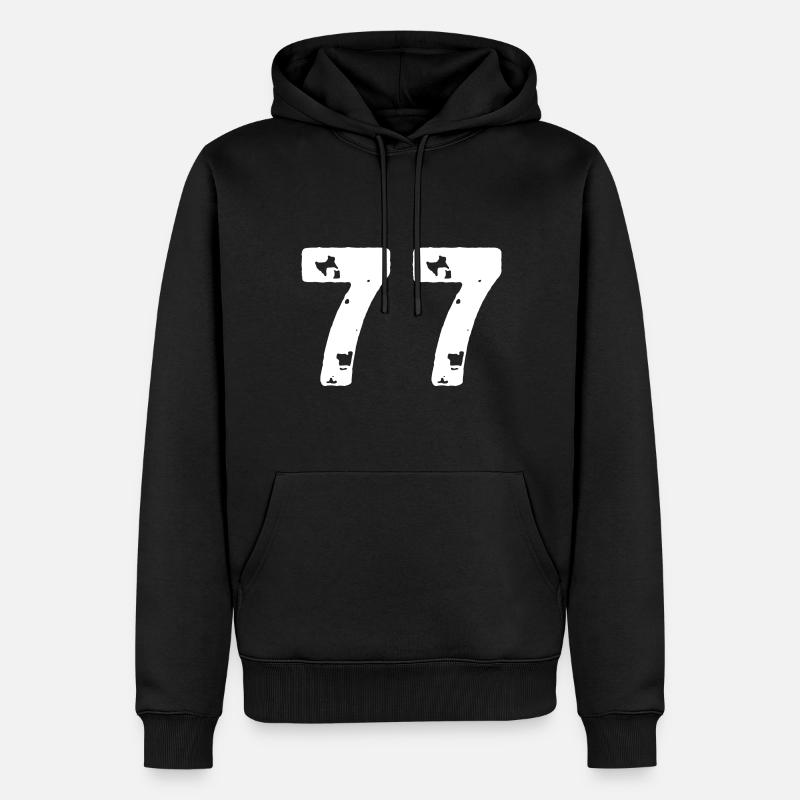 77 Maillot numéro - Sweat à capuche Premium bio Homme - noir