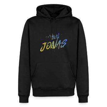 Jonas - Männer Premium Bio Hoodie - Schwarz - Vorne - Nico (187cm)