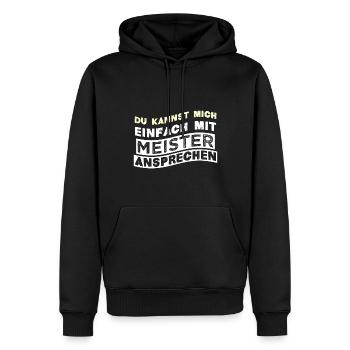Du kannst mich einfach mit MEISTER Ansprechen - Männer Premium Bio Hoodie - Schwarz - Vorne - Nico (187cm)