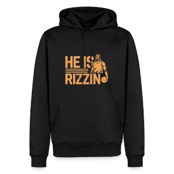He rizzin baskeball Oster Jesus - Männer Premium Bio Hoodie - Schwarz - Vorne - Nico (187cm)