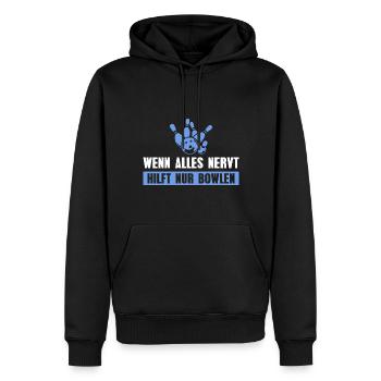 Bowling Alles nervt Kegeln Bowler - Männer Premium Bio Hoodie - Schwarz - Vorne - Nico (187cm)