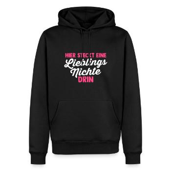 Nichte - Männer Premium Bio Hoodie - Schwarz - Vorne - Nico (187cm)