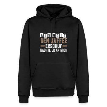 Als Gott Den Kaffee Erschuf Dachte Er An Mich - Männer Premium Bio Hoodie - Schwarz - Vorne - Nico (187cm)