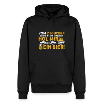Hol Mir Lieber Ein Bier BBQ Grillmeister Spruch - Männer Premium Bio Hoodie - Schwarz - Vorne - Nico (187cm)