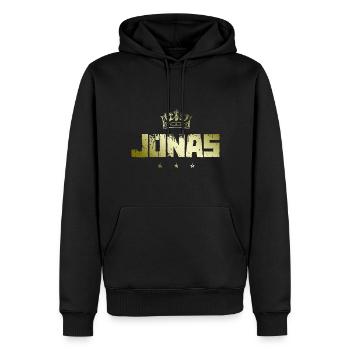 Jonas - Männer Premium Bio Hoodie - Schwarz - Vorne - Nico (187cm)