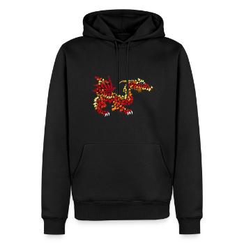 Dragon de feuilles d’automne - Sweat à capuche Premium bio Homme - noir - Devant - Nico (187cm)