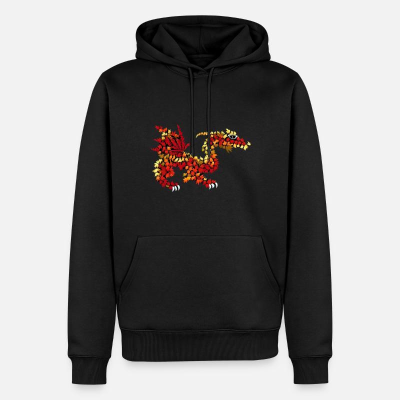 Dragon de feuilles d’automne - Sweat à capuche Premium bio Homme - noir
