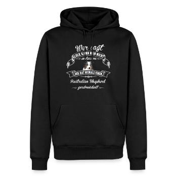 Bonheur de berger australien - Sweat à capuche Premium bio Homme - noir - Devant - Nico (187cm)