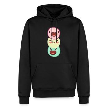funny happy - unusually funny threesome - Men’s Premium Organic Hoodie - black - Front - Nico (187cm)