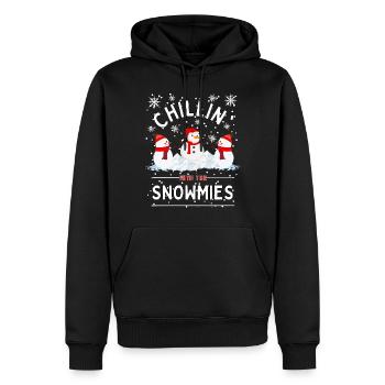« Chillin With The Snowmmies » Bonhomme de neige d’hiver - Sweat à capuche Premium bio Homme - noir - Devant - Nico (187cm)