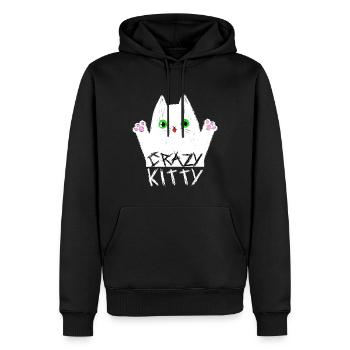 Crazy Kitty - Sweat à capuche Premium bio Homme - noir - Devant - Nico (187cm)