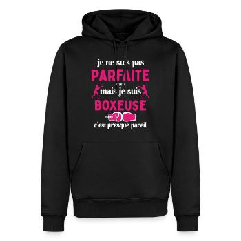Pas parfaite mais Boxeuse Cadeau Sportif - Sweat à capuche Premium bio Homme - noir - Devant - Nico (187cm)