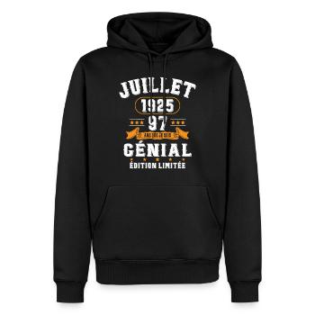 97 Ans Anniversaire Vintage Né(e) en Juillet 1925 - Sweat à capuche Premium bio Homme - noir - Devant - Nico (187cm)