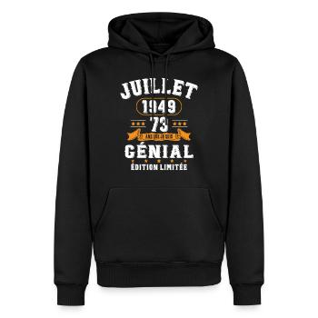 73 Ans Anniversaire Vintage Né(e) en Juillet 1949 - Sweat à capuche Premium bio Homme - noir - Devant - Nico (187cm)
