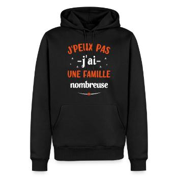 J'peux pas j'ai une famille nombreuse - Sweat à capuche Premium bio Homme - noir - Devant - Nico (187cm)