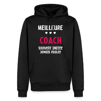 Femme Meilleure Coach Humour entraineuse Cadeau - Sweat à capuche Premium bio Homme - noir - Devant - Nico (187cm)