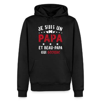 je suis un Papa et un Beau-Papa qui déchire - Sweat à capuche Premium bio Homme - noir - Devant - Nico (187cm)