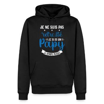 Je ne suis pas Retraité je suis un Papy - Sweat à capuche Premium bio Homme - noir - Devant - Nico (187cm)