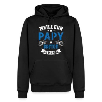 Meilleur Papy Breton du Monde - Sweat à capuche Premium bio Homme - noir - Devant - Nico (187cm)