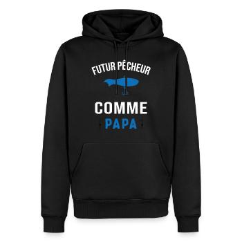 Futur pêcheur comme papa humour cadeau pêcheur - Sweat à capuche Premium bio Homme - noir - Devant - Nico (187cm)