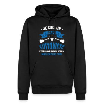 Papa Guitariste Idée Originale Fêtes des Pères - Sweat à capuche Premium bio Homme - noir - Devant - Nico (187cm)