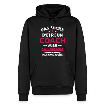 Coach Formidable Idée Cadeau Entraîneur Drôle - Sweat à capuche Premium bio Homme - noir - Devant - Nico (187cm)