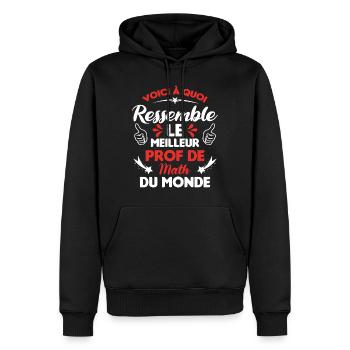 Voici Le meilleur Prof de Math du monde - Sweat à capuche Premium bio Homme - noir - Devant - Nico (187cm)