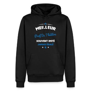 Prof De Théâtre Cadeau Humour Personnalisé - Sweat à capuche Premium bio Homme - noir - Devant - Nico (187cm)