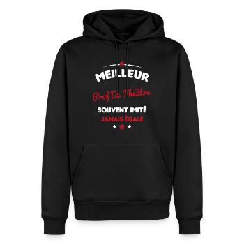 Prof De Théâtre Cadeau Humour Personnalisé - Sweat à capuche Premium bio Homme - noir - Devant - Nico (187cm)