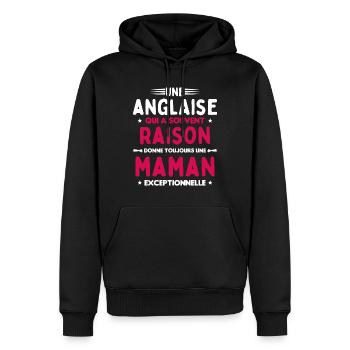 Une anglaise donne toujours maman exceptionnelle - Sweat à capuche Premium bio Homme - noir - Devant - Nico (187cm)