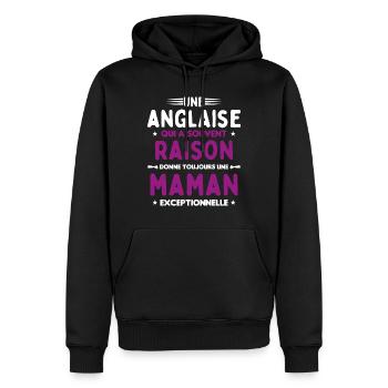 Une anglaise donne toujours maman exceptionnelle - Sweat à capuche Premium bio Homme - noir - Devant - Nico (187cm)
