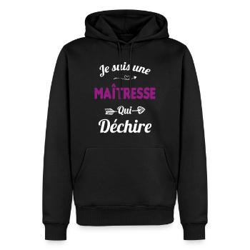 je suis une maîtresse qui déchire cadeau maîtresse - Sweat à capuche Premium bio Homme - noir - Devant - Nico (187cm)