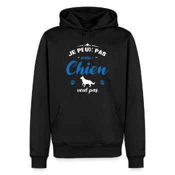 je peux pas mon chien veut pas - Sweat à capuche Premium bio Homme - noir - Devant - Nico (187cm)