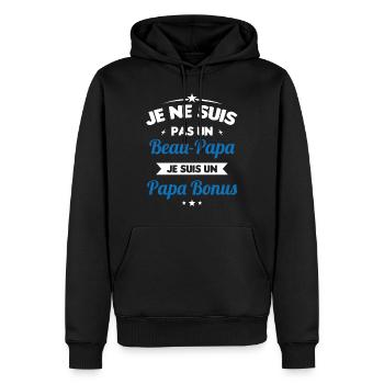 Je ne suis pas un beau-papa je suis un papa bonus - Sweat à capuche Premium bio Homme - noir - Devant - Nico (187cm)