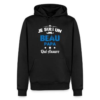 je suis un Beau-Papa qui assure humour - Sweat à capuche Premium bio Homme - noir - Devant - Nico (187cm)