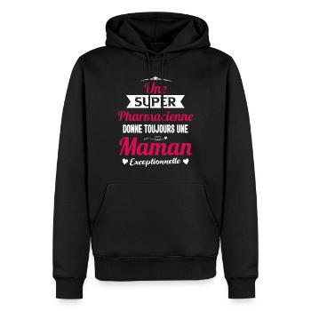 Pharmacienne Future Maman fête des mères - Sweat à capuche Premium bio Homme - noir - Devant - Nico (187cm)